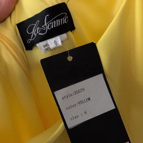La Femme Strapless Yellow Gown - Picture 2 of 5